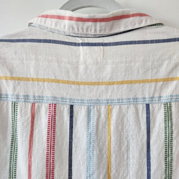 dRA Los Angeles Rainbow Striped Button Down Midi Dress 100% Cotton Size L - Picture 9 of 17